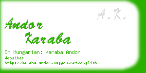 andor karaba business card